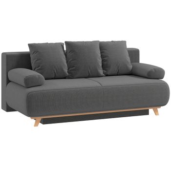HOMCOM Sofá Cama con Respaldo Reclinable Función de Cama Almacenamiento Oculto y Tapizado de Pana Gris   Aosom España