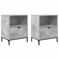 pack 2 uds mesita de noche  armario de noche  mesa de noche con cajon gris hormigon 49 x 36 x 61 cm