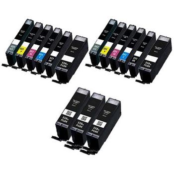 Compatible Multipack Canon PGI-550PGBKXL/CLI-551XL 2 Full Sets + 3 EXTRA Black High Capacity Ink Cartridges (15 Pack)