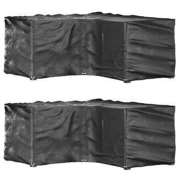 Fundas Muebles Jardín Forma De L 2 Uds | Cubiertas Muebles Jardín 12 Ojales 185x185x90 Cm Cfw37635