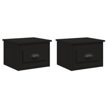 Mesitas De Noche De Pared 2 Uds Negra 41,5x36x28 Cm Vidaxl