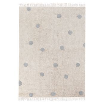 Alfombra De Habitación Infantil 140 X 200 Cm Motivo Lunares Beige Y Azul Dardere