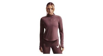 Camiseta 1 2 cremallera nike tempo swoosh run rosa  mujer