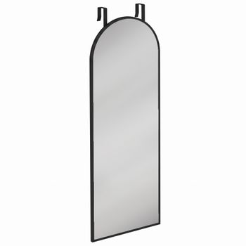 HOMCOM Espejo de Pared 40x110 cm Diseño Arqueado con Ganchos Ajustables para Puerta o Pared Negro
