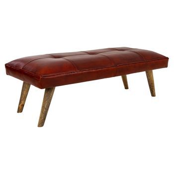 Banqueta De Piel Roja 115x53x38