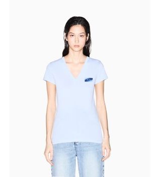A|X Armani Exchange para mujer. XW002347AF10356U9333 Camiseta Ajustada azul (XXL), Casual, Algodón, Manga corta