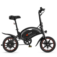 bicicleta electrica plegable mini dyu d3s de 14 36 v 10 ah negra