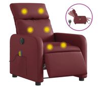 vidaxl sillon de masaje reclinable de cuero artificial rojo tinto