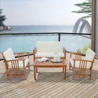conjunto de muebles de jardin brissogne 4 piezas acacia - efecto maderabeige certificacion fsc encasa
