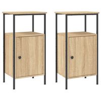 juego de 2 mesitas de noche - mesillas madera ingenieria roble sonoma 41x31x80 cm mc6122