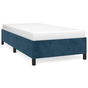 Cama Individual | Cama Para Adultos | Estructura De Cama De Terciopelo Azul 100x200 Cm