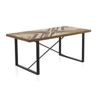 mesa de comedor de madera con patas de metal 180x90 cm