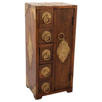 Joyero De Madera Marrón 17x12,5x37h Cm