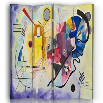 Legendarte - Biombo Amarillo, Rojo, Azul - Wassily Kandinsky - Separador De Ambientes Para Interiores Cm. 145x170 (4 Paneles)