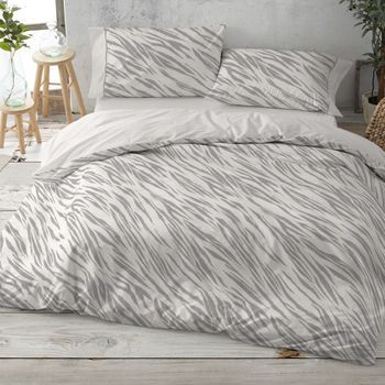 Juego Funda Nórdica 50% Algodón Cebra Cama De 200 Cm - Acero - Burrito Blanco