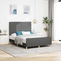 estructura de cama con cabecera gris oscuro 160 x 200 cm tela vidaxl
