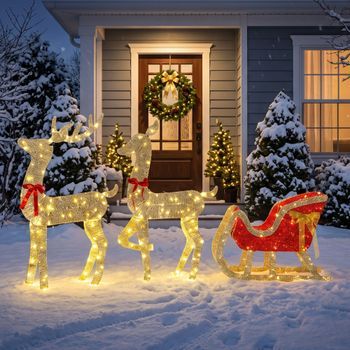 Reno De Navidad Exterior De Metal Outsunny 123 Cm - Dorado