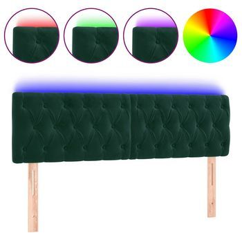 Cabecero Con Led De Terciopelo Gris Oscuro 160x7x78/88 Cm Vidaxl