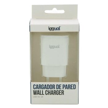 Cargador iggual USB de pared 1xUSB 5V 2A 10W compacto protección múltiple