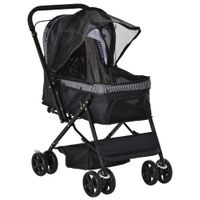 pawhut carrito para perro mascotas plegable 4 ruedas eva manillar ajustable cesta 765 x 52 x 95 cm
