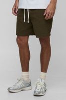 tall elasticated waist baggy fit split hem shorts verde