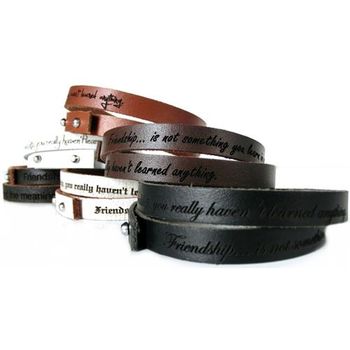 Pulsera unisex de cuero con grabado láser incluido