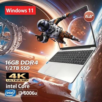 Computadora Portátil FUCHU de 15.6' con Windows 11 Pro, Intel Core I3 6006U, 16GB RAM, 1TB SSD, Computadora de Oficina, PC con Desbloqueo por Huella Dactilar