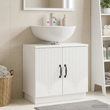Vidaxl Mueble De Lavabo Para Baño Hoorn Blanco 59,5 X 31,5 X 56 Cm