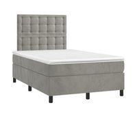 cama box spring colchon y led terciopelo gris claro 120x200 cm botones