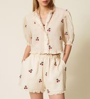 twinset para mujer 261tt2421 shorts ricamo blanco roto 40 casual rayon