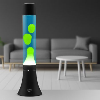MODERN Blob Lamp - Black Base, Green Wax, Blue Liquid