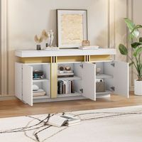 aparador - mueble de comedor - tablero de particulas - blanco y platino 140x38x70cm