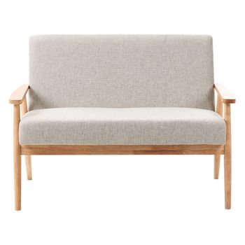 Sofá Retro De 2 Plazas Tapizado De Poliéster Estructura De Madera Gris Y Marrón Claro Esrum