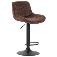 taburete de bar trona x1 en terciopelo marron costura vertical soporte de metal negro 100005110