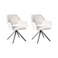 conjunto de 2 sillas de comedor tapiceria de poliester patas de hierro negro muebles de comedor de estilo moderno blanco crema ciney