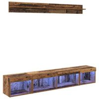 conjunto de mueble para tv de pared con led 5 uds  mueble de salon  gabinete de tv madera vieja