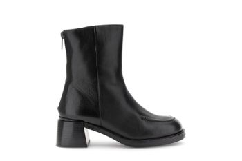 botines de piel con borde de bañera black 40