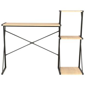 Mesa De Escritorio | | Escritorio De Despacho | Escritorio Con Estantería Negro Y Roble 116x50x93 Cm