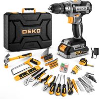 caja de herramientas completa deko con destornilladortaladro electrico con bateria de 20v estuche de 186 piezas caja de herramientas profesional para bricolaje en el hogar