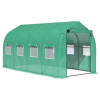 outsunny invernadero de tunel 4x2x2 m con 8 ventanas de malla y puerta invernadero de huerto para patio jardin verde
