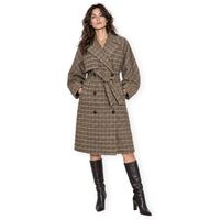 vila abrigo hunty coat - coffee beanherringbon para mujer
