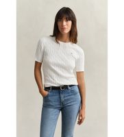 gant para mujer 4800105 jersey de punto de ochos en algodon elastico blanco s casual clasico manga corta