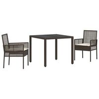 conjunto de comedor de jardin 3 piezas  mueble de jardin marron ratan sintetico