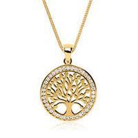 8 quilates gold circonita tree of life cadena colgante