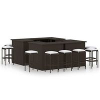 set de bar para jardin 16 pzas y cojines ratan sintetico marron vidaxl