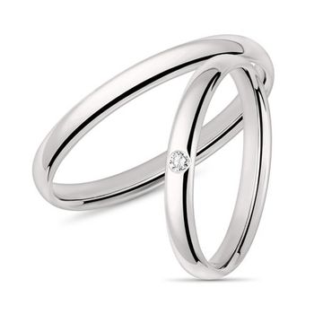 14 quilates alianzas de oro blanco con diamante