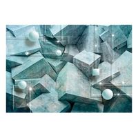 papel pintado 3d - concrete cubes green 400x280 cm