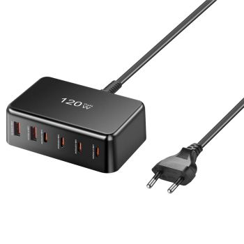 [GaN Tech] Bakeey Cargador USB PD de 120W 6 Puertos 2USB-A+4USB-C Estación de carga de escritorio de carga rápida Enchuf