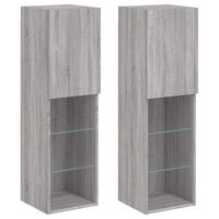 muebles de tv  mueble de salon  gabinete de tv con luces led 2 uds gris sonoma 305x30x102 cm
