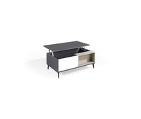 mesa de centro elevable lea acabada en antracita blanco polar y vison patas metalicas negras 100x